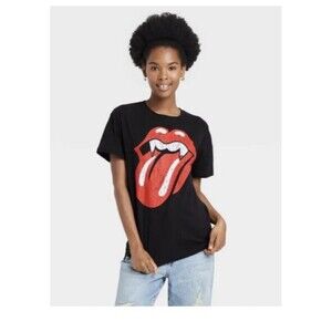 Rolling Stones Womens Short Sleeve Graphic T-Shirt Black Halloween Vampire